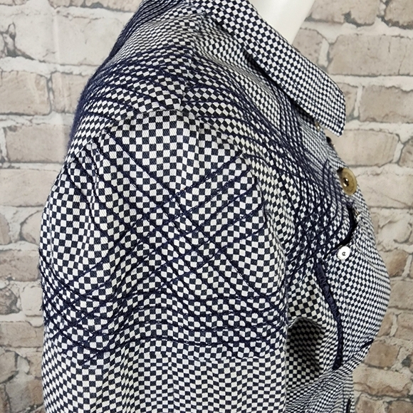 Sportalm Indian Rhapsody Fitted Bomber Jacket Navy White Checker Size 36/Small - Picture 12 of 16